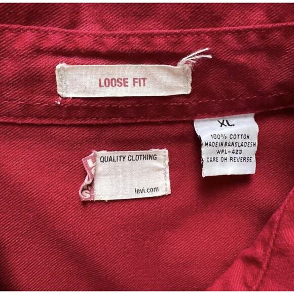 Levi’s vintage red Button Down Shirt size XL loose fit Heavy Weight - Picture 6 of 9